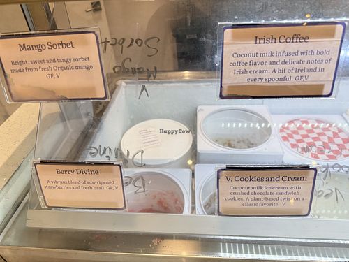 Vegan choices   at Angela's Organic Ice Cream in Mill Valley