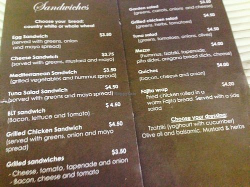 menu 1 at Starfish Cafe in Sihanoukville