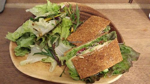 Raw sandwiches made with almond meal bread, 5 stars! at Hotto Cafe and Bar in Tokyo