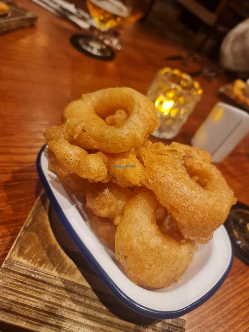 Onion rings at The Knot Inn in Macclesfield