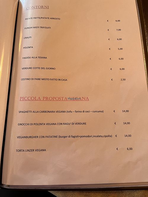 Menu  at Chalet Belvedere  in Canazei