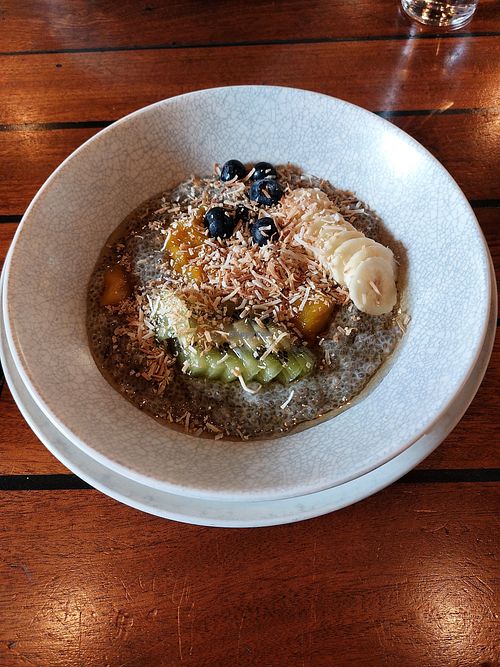 Coconut chia pudding at Vogel St Kitchen in Dunedin