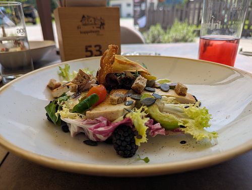 Vegan salad with tofu. at Kuppelwies in Bolzano
