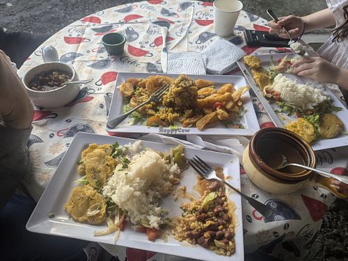 A delicious vegan Puerto Rican feast!  at Noelia's in Naguabo