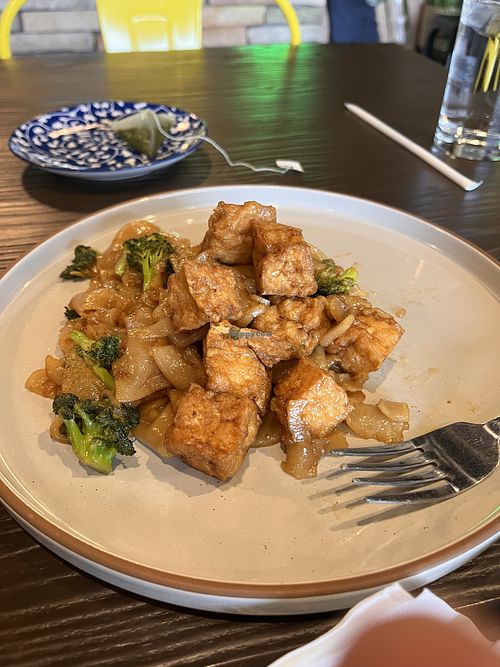 Vegan pad see ew (vegan sauce, no egg)  at Charm Thai Bistro in Mechanicsville