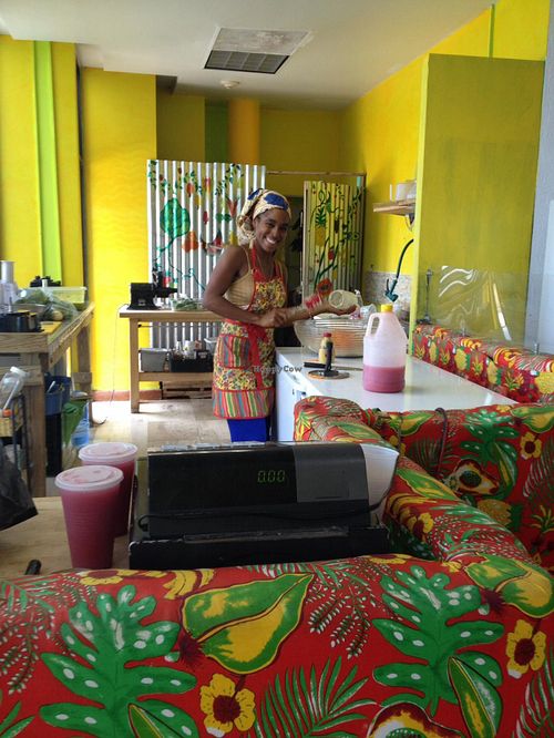 Chef India at work! :) at Back-2-Live Cafe Living Delight in Belize City