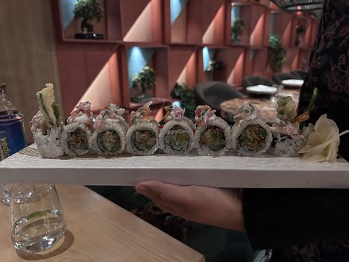 Asparagus sushi ask for vegan mayo  at Koyo Koyo in Chandigarh