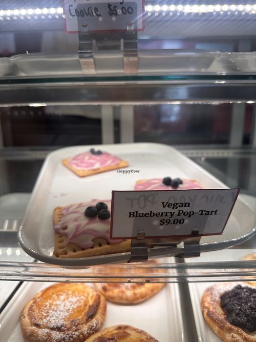 Vegan blueberry poptart in window ($9)  at Hold the Wheat in St Louis Park