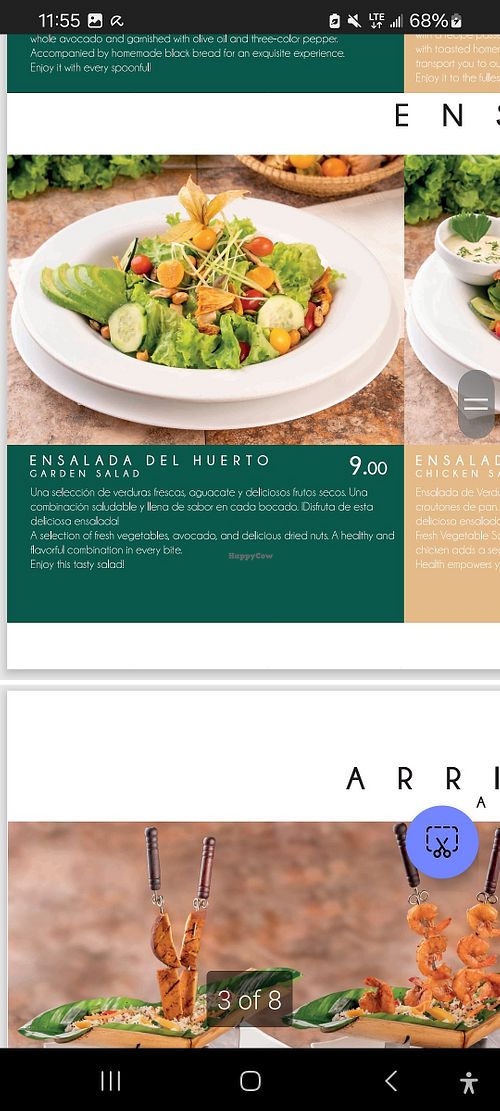 Menu at Hotel Spa Miramelindo in Banos De Agua Santa