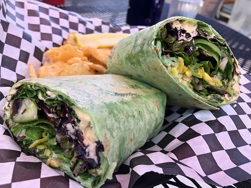 Sierra Valley Veggie Wrap (vegan - must specify) at Headwaters Bistro & Deli in Portola