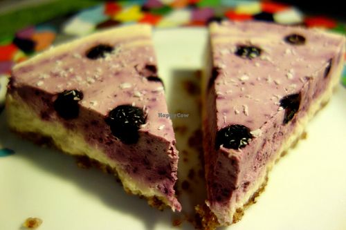 Raw vegan 'cheesecake' with berries... yummie! at Planty Food in The Hague