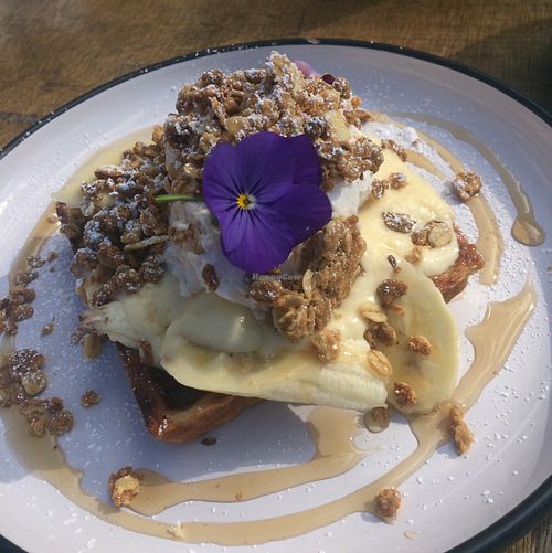 banana split vegan waffles at The Pearfect Pantry in Osbourne Park