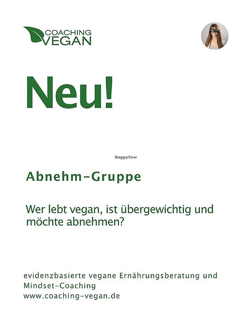 Wer lebt vegan, ist übergewichtig und möchte abnehmen?

→ Merke innerhalb von 3 Monaten spürbare Veränderungen bei Deinem Gewicht und Deinem Wohlbefinden. 
www.coaching-ve at Coaching-vegan in Hamburg