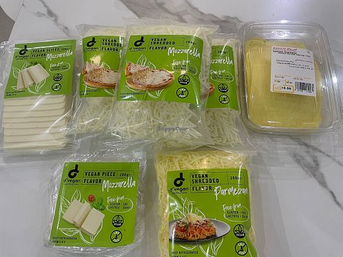 Vegan mozzarella, parmezan and smoked Gouda at Tamimi Markets in Riyadh