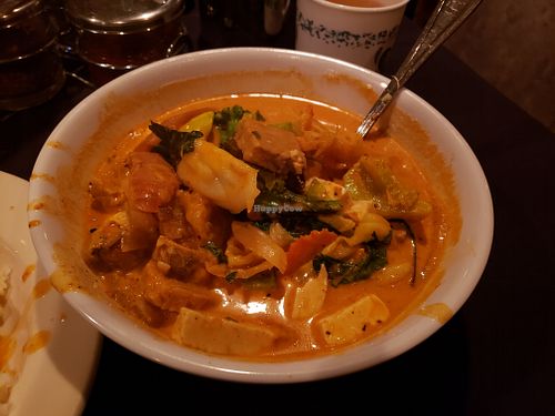 Red curry with tempeh, tofu, and veggies at Thai Spices in Sedona