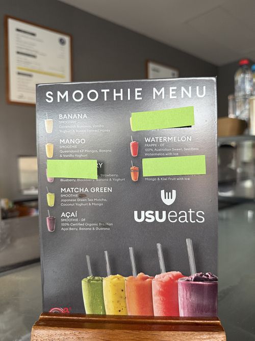 Smoothie menu  at Abercrombie Terrace in Darlington