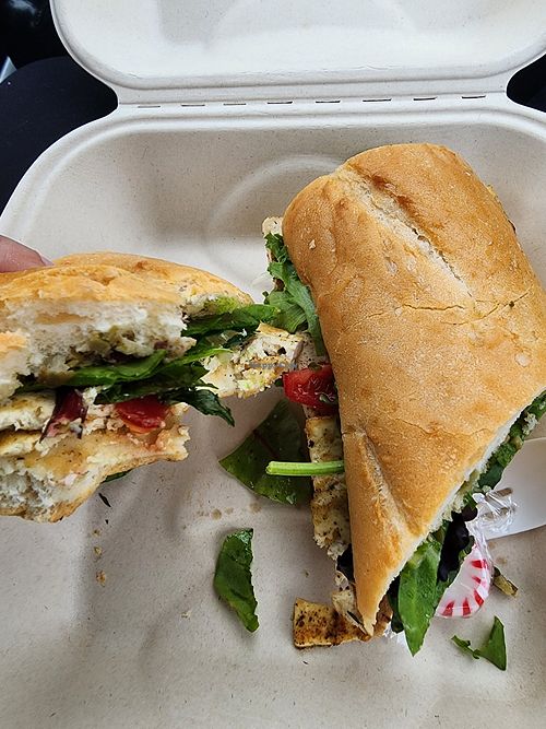 Mediterranean sandwich no cheese at Aimee Owenz in Seattle