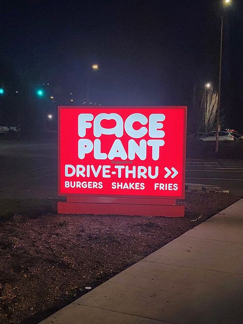 Signage at FACE PLANT in Portland