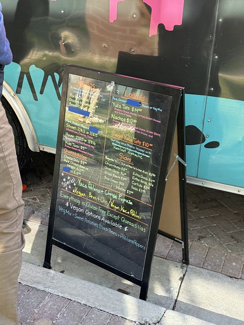 January 9, 2025 menu including some delicious vegan bean/cheese and yuca/poblano pupusas    at Cocina Calle in Richmond