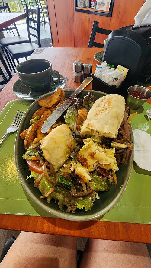 Vegan club sandwich at Cafe Con Amor in Nuevo Arenal