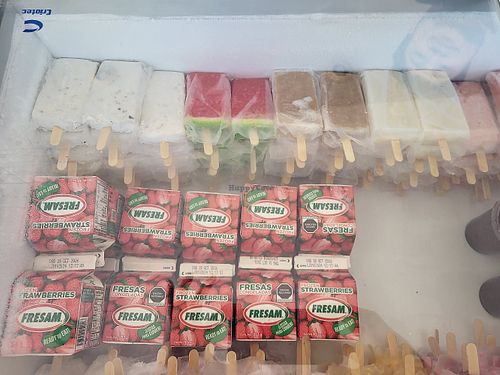 Paletas de helado de frutas a base de fruta y agua #Veganuary at La Michoacana in Isla Mujeres