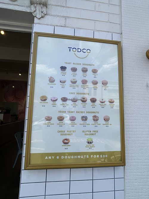 Vegan options clearly stated on the menu  at Todco in Richmond