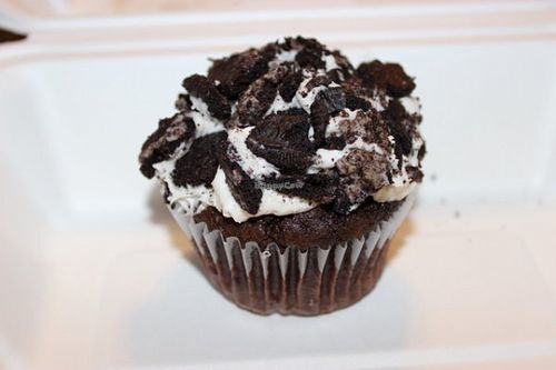 Vegan cookies and cream cupcake at Green Vegetarian Cuisine in Houston