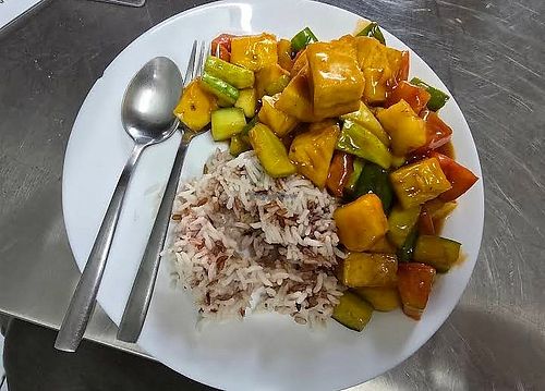 Vegan Thai Sweet and Sour with Rice #Veganuary at Vegan 108 - มังสวิรัติร้อยแปด in Bangkok