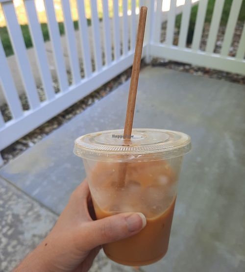 Iced oat milk latte at Slow Hurry Coffee in Youngstown
