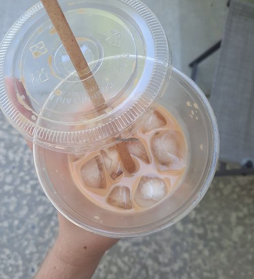 Iced oat milk latte at Slow Hurry Coffee in Youngstown