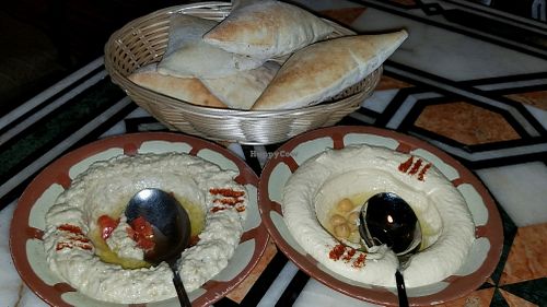hummus baba ganoush and pita  at Beirut in Panama City