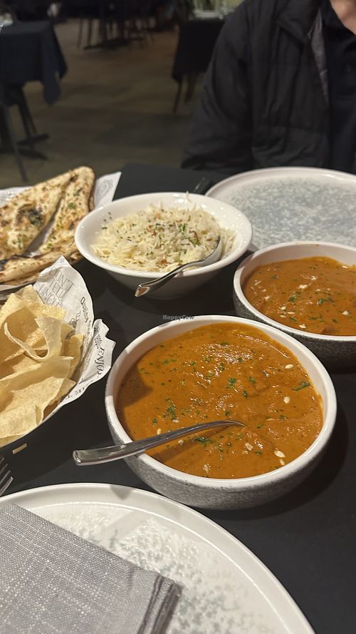 vegan butter chicken, naan and pappadums  at Dont Tell Uncle in Cammeray