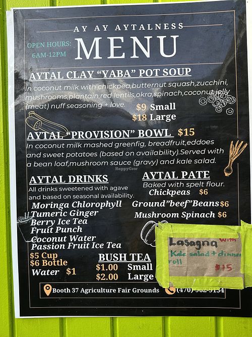 Menu!  at Ay Ay Aytalness in St Croix