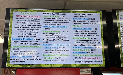 Breakfast menu  at Kauai Kookie in Kalaheo