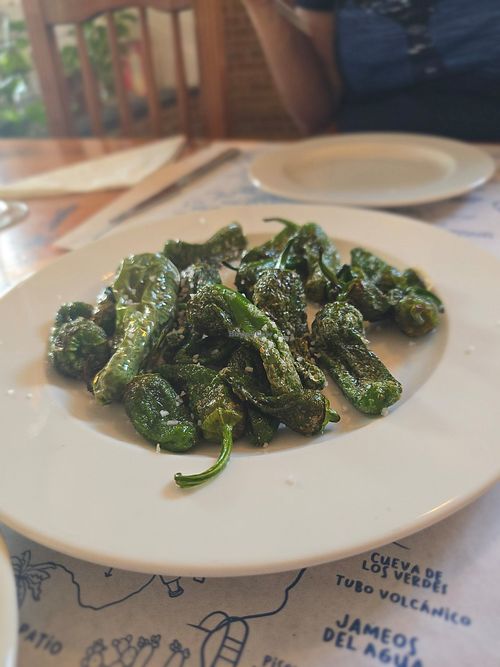 Padron peppers with Canarian salt at Restaurante La Chalana (The Flatboat) in Lanzarote