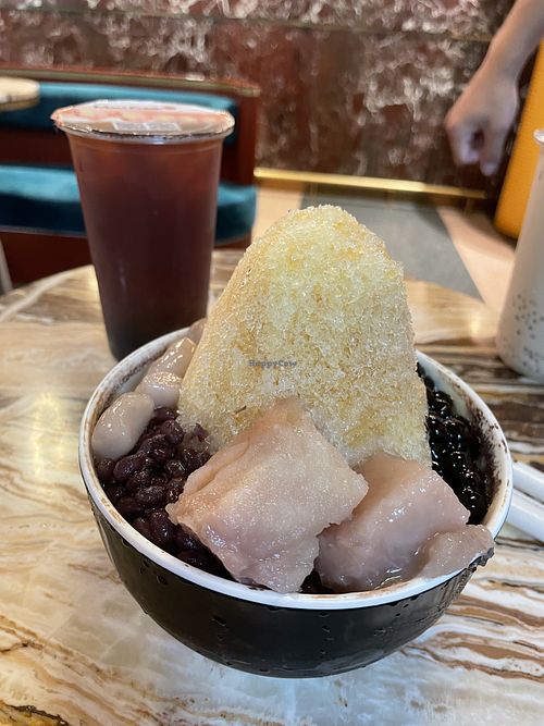Black tea boba and shaved ice with pearls and taro  #Veganuary at Meet Fresh   in Haymarket