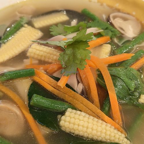 Clear tom yam spup at Sanook Kitchen - Woods Square in North Singapore