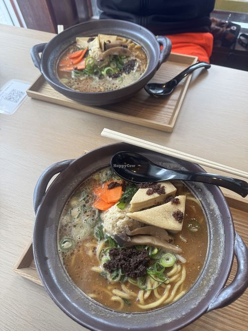 Vegan Miso ramen  at Takesan (Nozawa Onsen Branch)- 長野土鍋ラーメンたけさん野沢温泉スキー場店 in Nozawaonsen