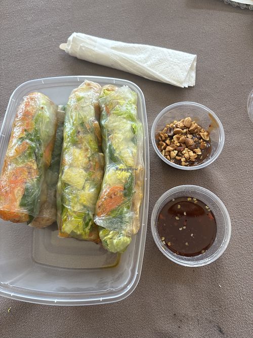 Salad rolls with peanut saucee  at Spice Cove Bistro in Winnipeg