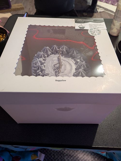 Cake in box at Mix For A Mission in Kirkland