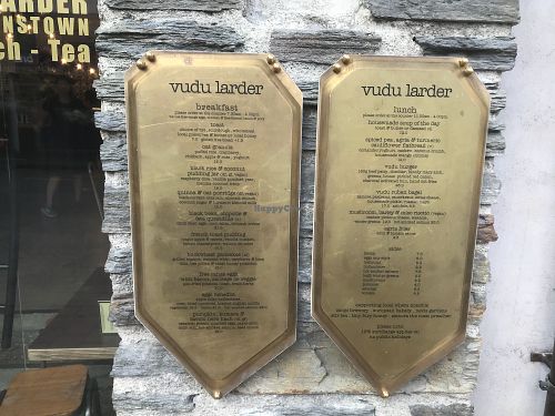 Menu at Vudu Cafe and Larder in Queenstown
