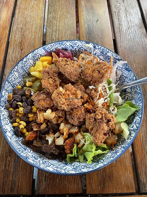 Low Carb Nudie Bowl with popcorn cauliflower (ask for dairy free)  at Three Pigs in Port Vila