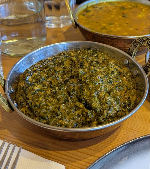 Potato spinach curry and dal fry at Everest Eatery in Hobart