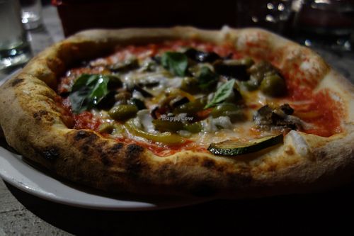 Tuscan pizza with vegan mozzarella (vegan) at Gotti Pizza in Saarbrucken