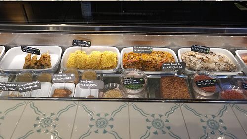 Vegan food at Hiltl Vegimetzg in Zurich