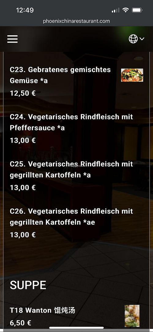 Auszug aus der speisekarte  at Phoenix in Herrenberg