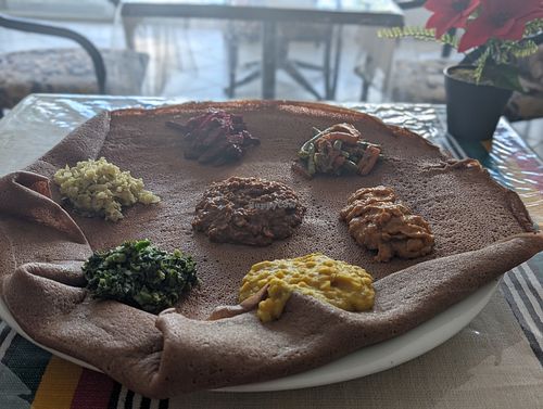 Mixed veg platter at Ethio N Sotho Fast Food in Maseru