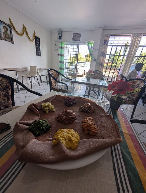 Mixed veg platter at Ethio N Sotho Fast Food in Maseru