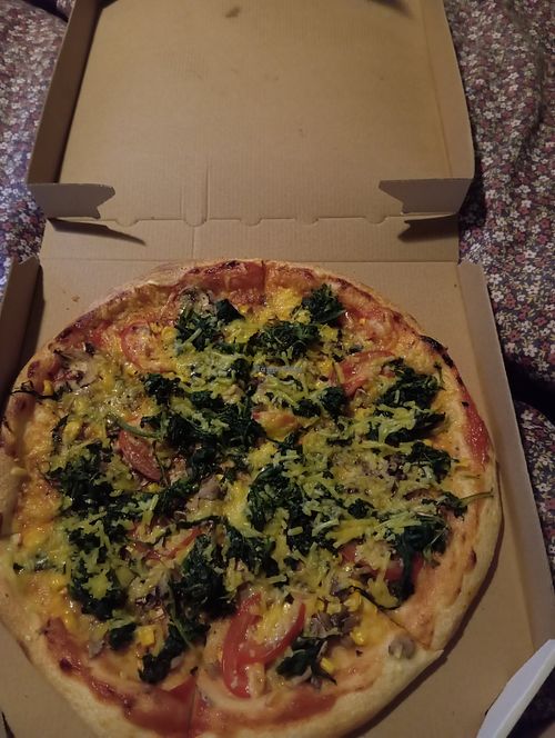 Spinach pizza at JVS Pizza in Zabreh