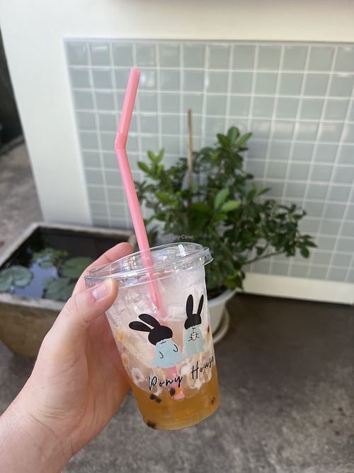 Passion fruit iced tea, also do oat milk for coffee, really lovely!  at Pony House in Phuket